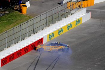 Christopher Bell runs into the wall at Talladega Superspeedway