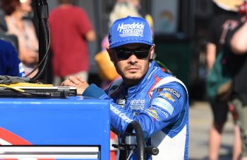 Kyle Larson looks on during qualifying for the NASCAR Cup Series Playoff Bass Pro Shops Night Race on Sept. 16, 2022, at Bristol Motor Speedway.