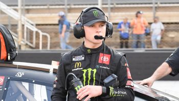 Ty Gibbs looks on during qualifying for the NASCAR Cup Series Playoff Bass Pro Shops Night Race on Sept. 16, 2022, at Bristol Motor Speedway.