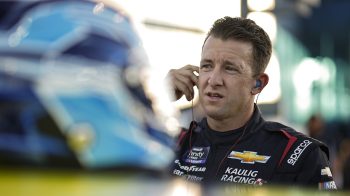 AJ Allmendinger prepares to practice for the NASCAR Xfinity Series Alsco Uniforms 302 at Las Vegas Motor Speedway on Oct. 14, 2022.