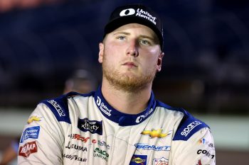 Austin Hill stands on pit road during qualifying for the NASCAR Xfinity Series Contender Boats 300 at Homestead-Miami Speedway on Oct. 21, 2022 in Homestead, Florida.