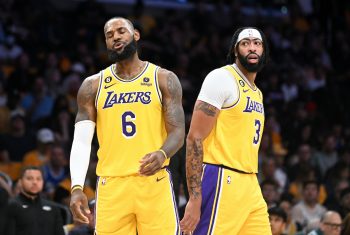 LeBron James and Anthony Davis show frustration.