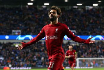 Mohamed Salah Celebrating After Scoring for Liverpool