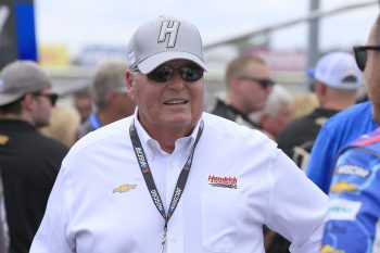 Hendrick Motorsports owner Rick Hendrick looks on before the Quaker State 400 NASCAR race on July 10, 2022, at the Atlanta Motor Speedway in Hampton, Georgia.