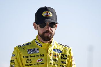 Ryan Blaney walks the grid during practice for the NASCAR Cup Series Dixie Vodka 400 at Homestead-Miami Speedway on Oct. 22, 2022.