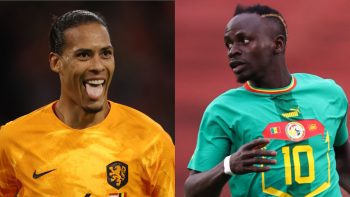 Virgil van Dijk of the Netherlands (L) and Sadio Mane of Senegal (R).