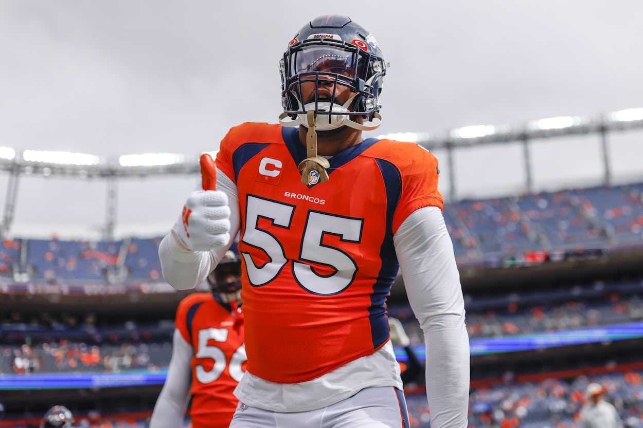 Bradley Chubb looks on before a game against the Jets.