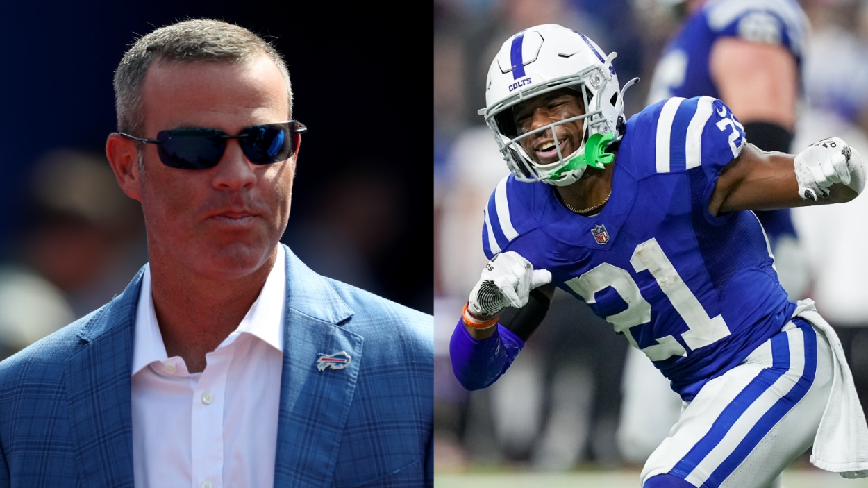 (L-R) Buffalo Bills GM Brandon Beane and new RB Nyheim Hines.