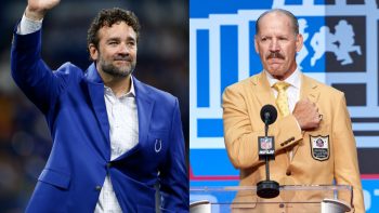 (L-R) Indianapolis Colts interim head coach Jeff Saturday and former Pittsburgh Steelers head coach Bill Cowher