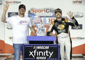 Dale Earnhardt Jr. and Noah Gragson celebrate