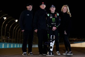 Ty Gibbs (second from right), poses with father Coy Gibbs, grandfather Joe Gibbs, and mother Heather Gibbs (L-R).