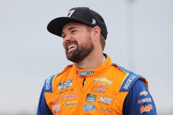 Ricky Stenhouse Jr. waits on the grid during practice for the NASCAR Cup Series Hollywood Casino 400 at Kansas Speedway on Sept. 10, 2022.