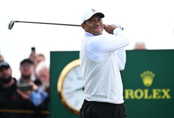 Tiger Woods tees off during the Open Championship.