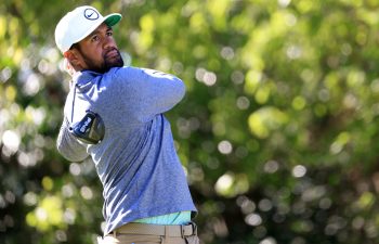 Tony Finau hits a tee shot during the Cadence Bank Houston Open.