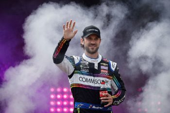 Daniel Suarez during driver intros prior to the NASCAR Cup Series Federated Auto Parts 400.