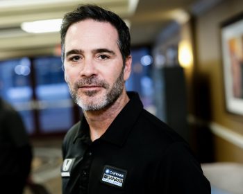 NTT IndyCar Series driver Jimmie Johnson attends the driver introductions at the 2022 Acura Grand Prix of Long Beach on April 8, 2022 in Long Beach, California.