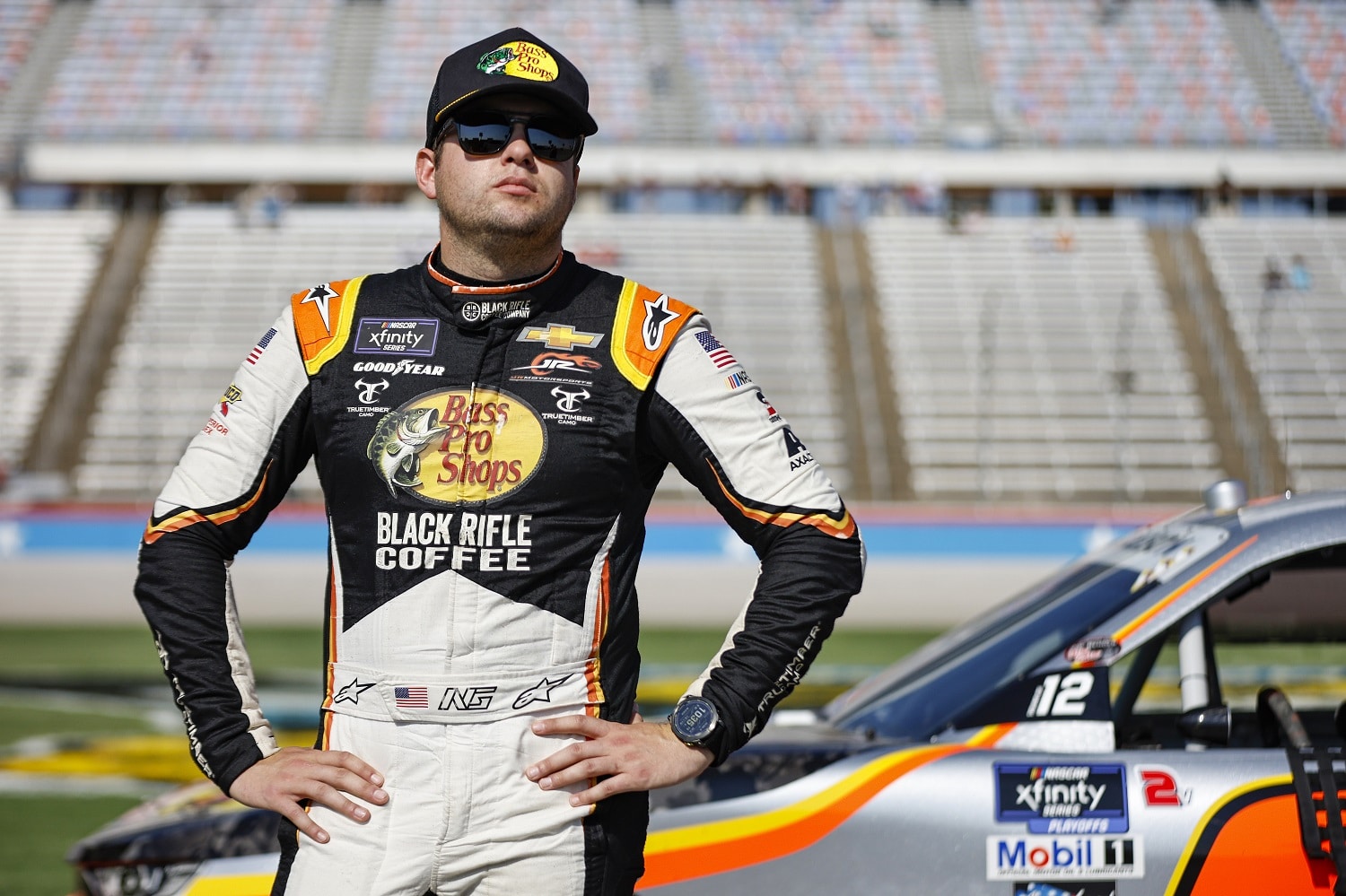 Noah Gragson looks on during practice for the NASCAR Xfinity Series Andy's Frozen Custard 300 at Texas Motor Speedway on Sept. 24, 2022. | Sean Gardner/Getty Images