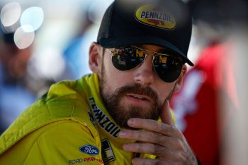 Ryan Blaney looks on ahead of the NASCAR Cup Series Dixie Vodka 400