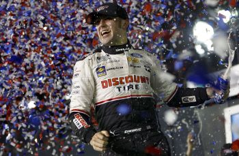 Austin Cindric celebrates winning the 2022 NASCAR Cup Series Daytona 500