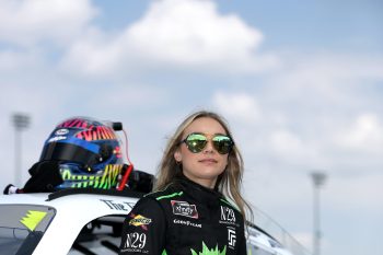 Natalie Decker looks on before race