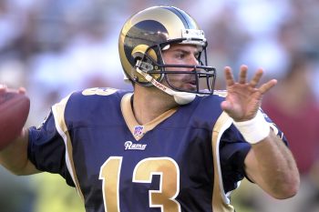 Kurt Warner of the St. Louis Rams throws a pass.