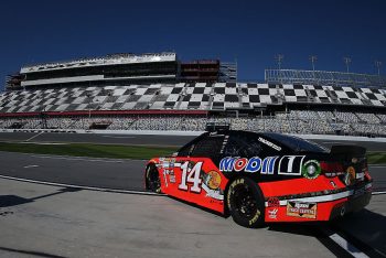 Tony Stewart pulls onto the track during Daytona 500 practice.