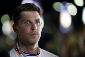 Denny Hamlin watches qualifying