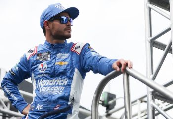 Kyle Larson waits backstage during pre-race ceremonies prior to the 65th Daytona 500 on Feb. 19, 2023.