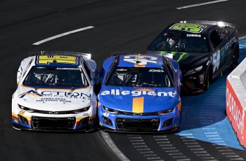 Drivers battle for position at the Clash at the Coliseum