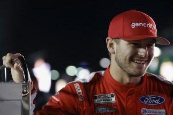 Todd Gilliland looks on during qualifying for the pole at Daytona International Speedway on Feb. 15, 2023.