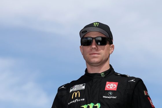 Tyler Reddick walks onstage during driver intros for the NASCAR Cup Series Pennzoil 400 at Las Vegas Motor Speedway on March 5, 2023.