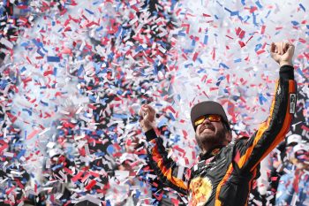 Martin Truex Jr. celebrates win.