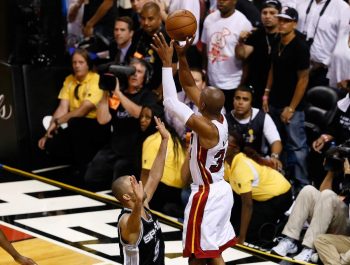 Ray Allen drains a three for the Miami Heat in Game 6 of the 2013 NBA Finals