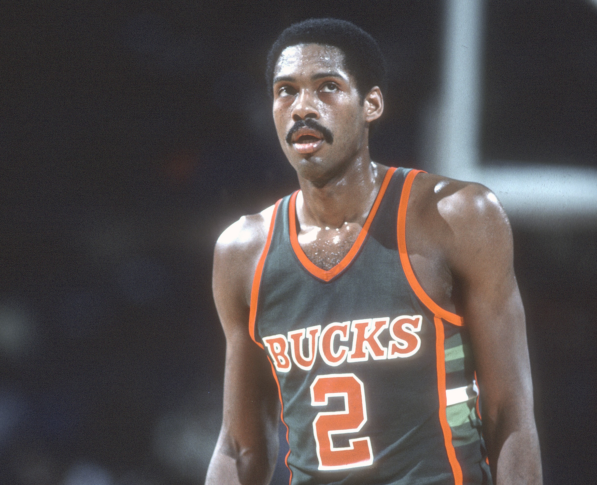 Junior Bridgeman of the Milwaukee Bucks looks on against the Washington Bullets.