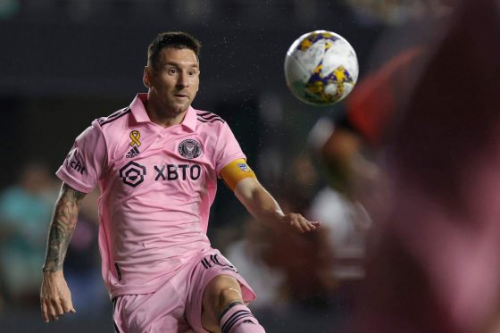 Lionel Messi of Inter Miami controls the ball during the first half during a match