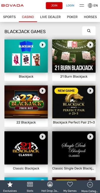 Bovada blackjack app