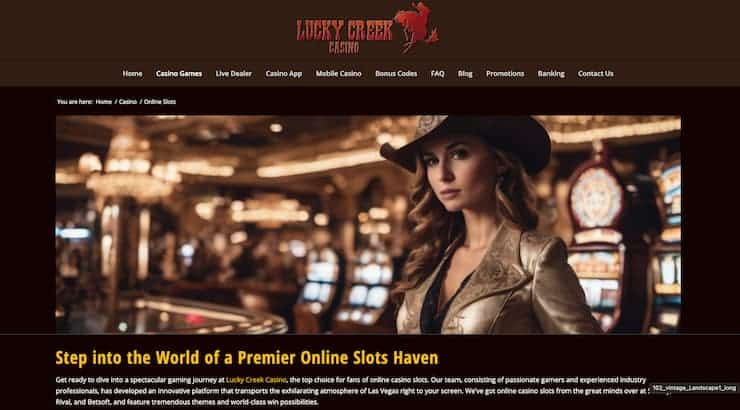Lucky Creek Casino homepage - the best Cash App Casino sites