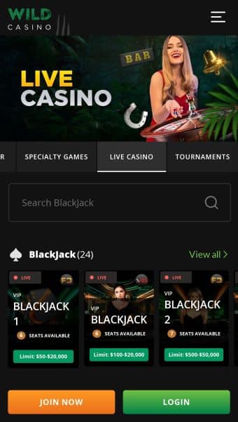 Wild Casino Live Dealer Blackjack