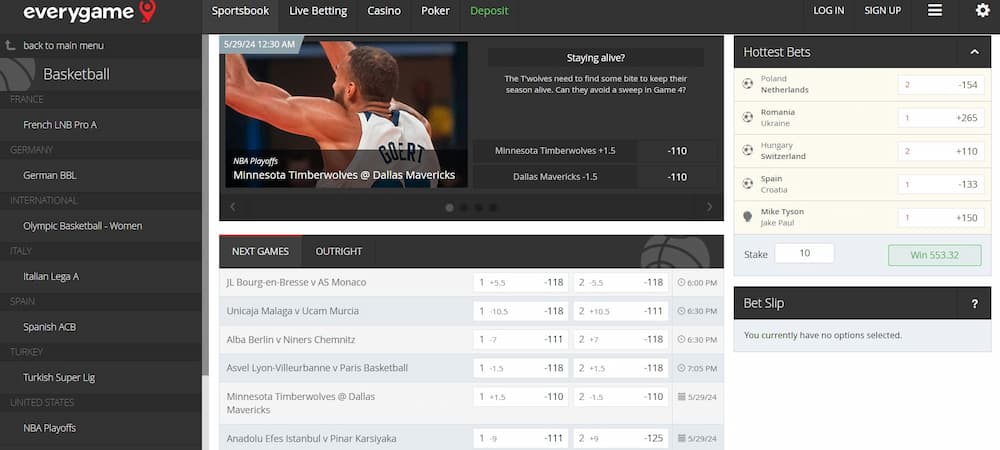 Within basketball betting, you can bet on NBA and other tournaments globally