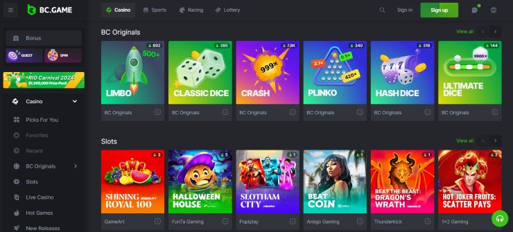 BC Game Casino - one of the best crypto gambling sites in the USA