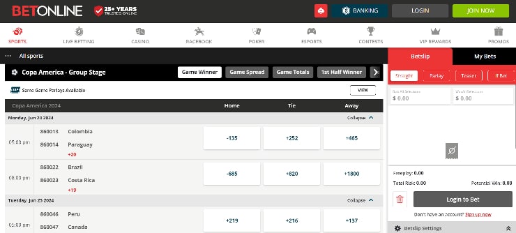 BetOnline - The No.1 Best Sportsbook For Copa America Betting