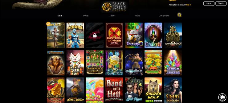 kansas online casinos Black Lotus Casino list of games