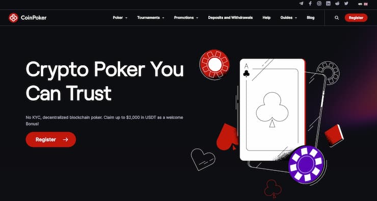 Coinpoker homepage - the best No-KYC casinos 
