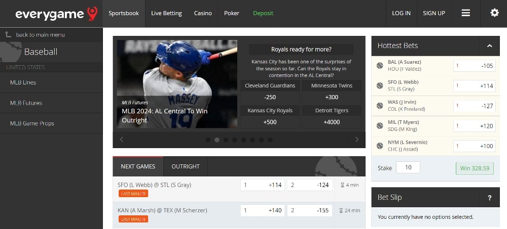 top baseball betting sites - Everygame list of MLB games