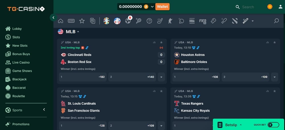 top-rated MLB betting sites - TG Casino MLB betting section