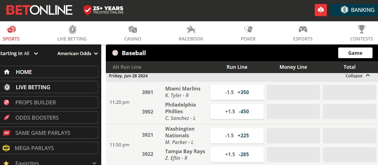 What does spread mean in betting? - BetOnline spread run line example