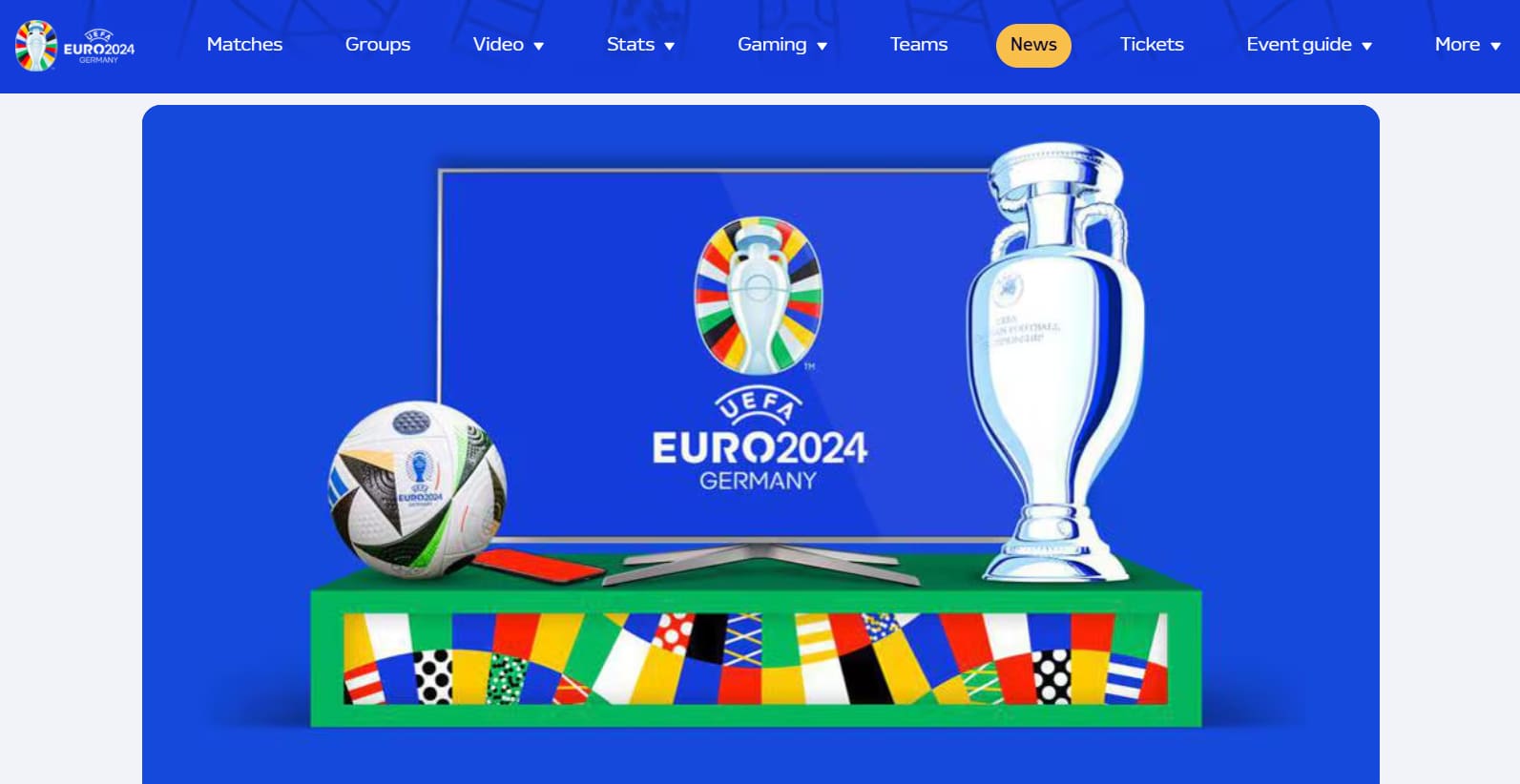 Euro 2024 logo, the Euro cup, and the official ball of the tournament