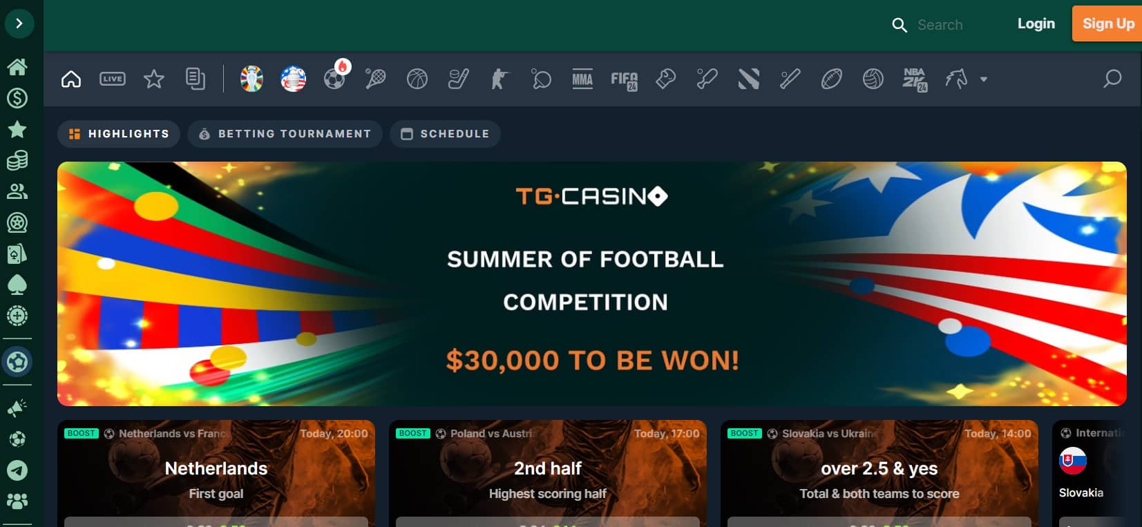 overall best Bitcoin betting site - TG Casino sportsbook