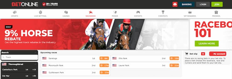 The best horse racing betting sites: BetOnline homepage 