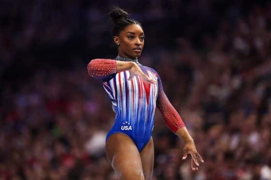 Simone Biles competes on the beam during the U.S. Olympic Team.